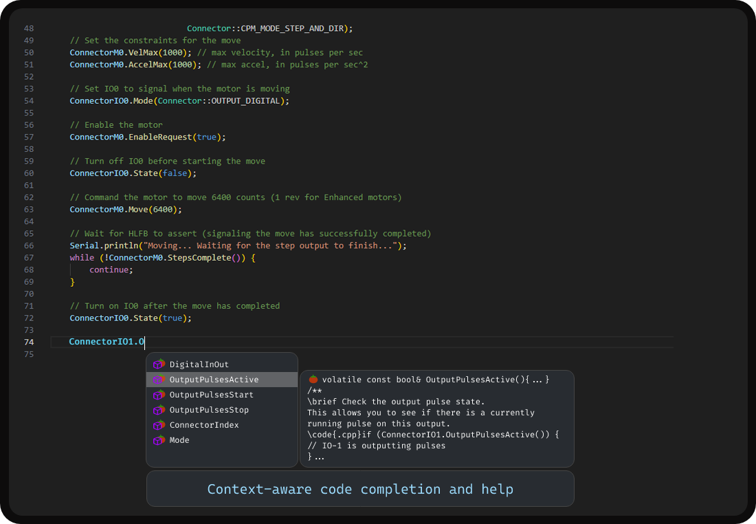 Atmel IDE code example with context-sensitive help